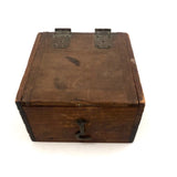 SOLD Antique Hinged Wooden Box Filled with Small Wooden Parquetry Tiles