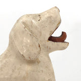 Very Wonderful Old Carved White Dog with Curled Tongue