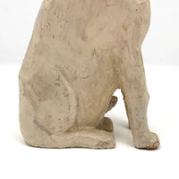 Very Wonderful Old Carved White Dog with Curled Tongue