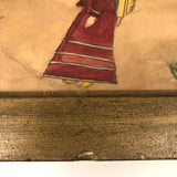 Late 1800s Watercolor Drawing of Native American Woman with Papoose and Dog