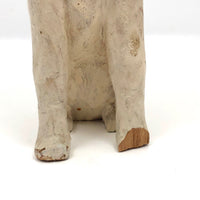 Very Wonderful Old Carved White Dog with Curled Tongue