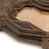 Ornate Chip Carved Antique Tramp Art Frame, 1914-16