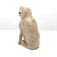 Very Wonderful Old Carved White Dog with Curled Tongue