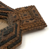 Ornate Chip Carved Antique Tramp Art Frame, 1914-16