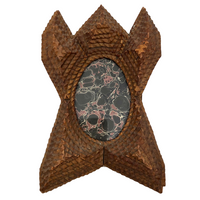 Sculptural Antique Chip Carved Tramp Art Frame, Seven Layers