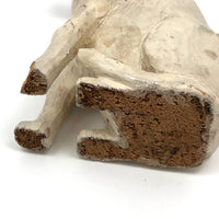 Very Wonderful Old Carved White Dog with Curled Tongue