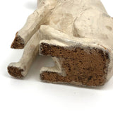 Very Wonderful Old Carved White Dog with Curled Tongue