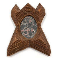 Sculptural Antique Chip Carved Tramp Art Frame, Seven Layers