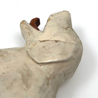 Very Wonderful Old Carved White Dog with Curled Tongue