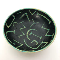Stunning Green Art Pottery Bowl with Abstract Decoration