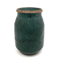 Chunky Matte Green Glazed Stoneware Jar