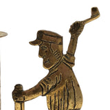 Curious Old Brass Wood Splitting Man Folk Art Match Holder (?)