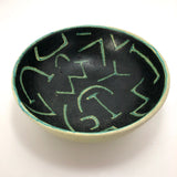 Stunning Green Art Pottery Bowl with Abstract Decoration
