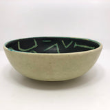 Stunning Green Art Pottery Bowl with Abstract Decoration