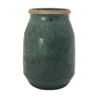 Chunky Matte Green Glazed Stoneware Jar
