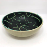 Stunning Green Art Pottery Bowl with Abstract Decoration
