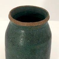 Chunky Matte Green Glazed Stoneware Jar
