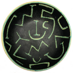 Stunning Green Art Pottery Bowl with Abstract Decoration