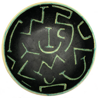 Stunning Green Art Pottery Bowl with Abstract Decoration