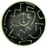 Stunning Green Art Pottery Bowl with Abstract Decoration