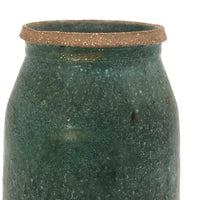 Chunky Matte Green Glazed Stoneware Jar