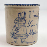 Antique Stoneware "I'm Your Match" Match Holder