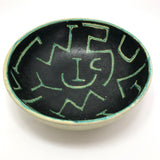 Stunning Green Art Pottery Bowl with Abstract Decoration
