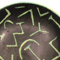 Stunning Green Art Pottery Bowl with Abstract Decoration