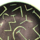Stunning Green Art Pottery Bowl with Abstract Decoration
