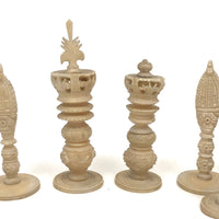 19th Century Chinese Export Carved Bone Chess Set, Complete in Original Box