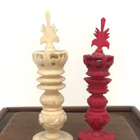 19th Century Chinese Export Carved Bone Chess Set, Complete in Original Box