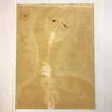 Surreal Tempera or Gouache on Paper Painting with Two Figures