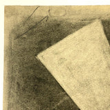 Mid-Century Gray Scale Geometric Forms Charcoal Drawing