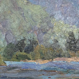 Chaloi Leonty, Soft Landscape with Mountains and Sea, 1991, Oil on Cardboard