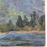 Chaloi Leonty, Soft Landscape with Mountains and Sea, 1991, Oil on Cardboard