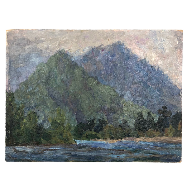 Chaloi Leonty, Soft Landscape with Mountains and Sea, 1991, Oil on Cardboard