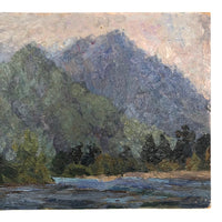 Chaloi Leonty, Soft Landscape with Mountains and Sea, 1991, Oil on Cardboard