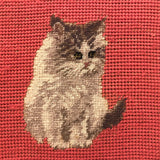 Shy Petit Point Kitten with Pink Needlepoint Ground