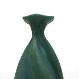 Gorgeous 2004 Twisted Neck Matte Green Studio Pottery Vase