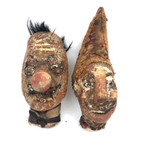 Amazing Old Punch and Judy Show Puppet Heads, A Pair