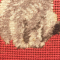Shy Petit Point Kitten with Pink Needlepoint Ground