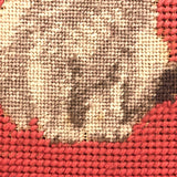 Shy Petit Point Kitten with Pink Needlepoint Ground