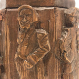 Crazy Carved Wooden Canister with Six Figures and Head on Top!