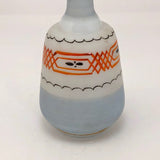 Hand-painted Glass Bud Vase With Orange and Black Details