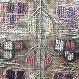 Antique Framed Needlework on Linen with Towers of Flowers and Steamboat, Initialed LAO