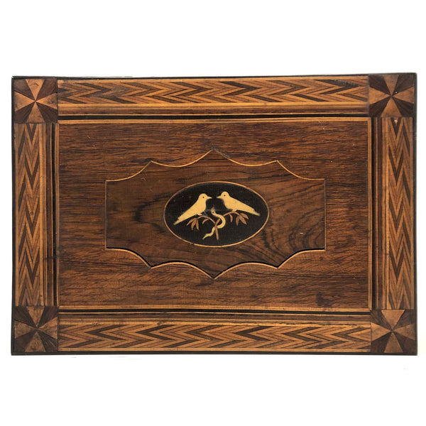 Beautiful Book Shaped Inlaid Folk Art Box with Bone Birds and Snake