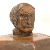 Crazy Carved Wooden Canister with Six Figures and Head on Top!