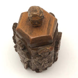 Crazy Carved Wooden Canister with Six Figures and Head on Top!