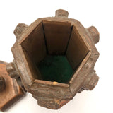 Crazy Carved Wooden Canister with Six Figures and Head on Top!