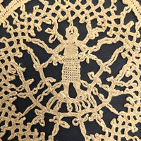 Fabulous, Strange Crocheted Lace Medallion with Figure
